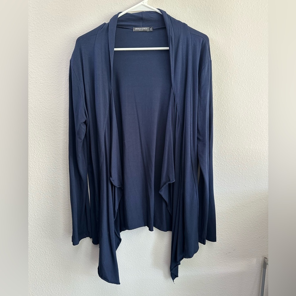 Urban CoCo Cardigan Navy Blue Waterfall Open Front 2X